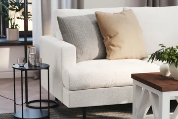 Menard Compact 3-sits Högervänd L-formad Divansoffa i Bouclé - Vit - Möbler - Vardagsrum - Soffor - Divansoffa & schäslong