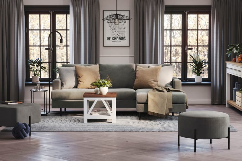 Menard Compact 3-sits Högervänd L-formad Divansoffa i Manchester - Grå - Möbler - Vardagsrum - Soffor - Divansoffa & schäslong