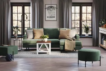 Menard Compact 3-sits Högervänd L-formad Divansoffa i Manchester - Grön - Möbler - Vardagsrum - Soffor - Divansoffa & schäslong