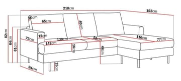 Menard Compact 3-sits Högervänd L-formad Divansoffa i Manchester - Mörkgrå - Möbler - Vardagsrum - Soffor - Divansoffa & schäslong