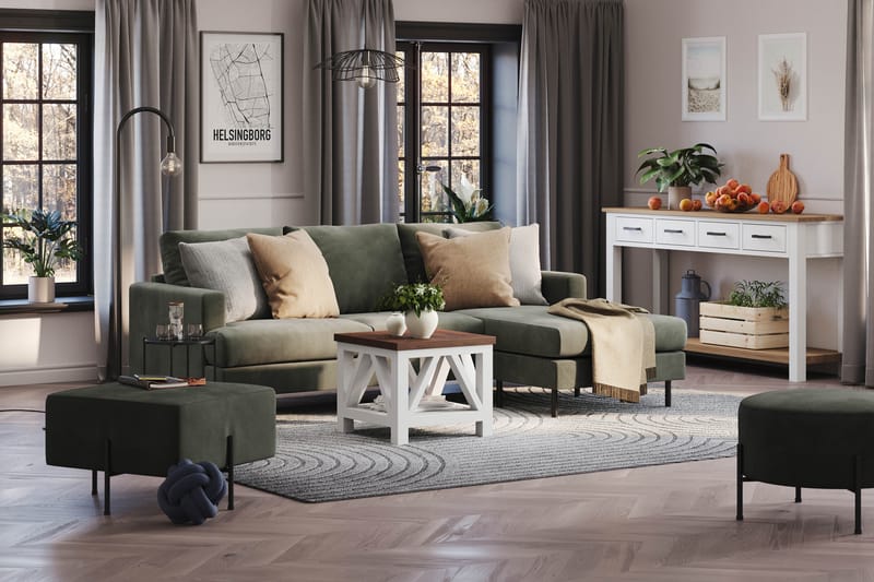 Menard Compact 3-sits Högervänd L-formad Divansoffa i Manchester - Mörkgrön - Möbler - Vardagsrum - Soffor - Divansoffa & schäslong