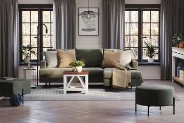 Menard Compact 3-sits Högervänd L-formad Divansoffa i Manchester - Mörkgrön - Möbler - Vardagsrum - Soffor - Divansoffa & schäslong