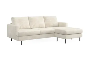 Menard Compact 3-sits Högervänd L-formad Divansoffa i Sammet - Krämvit - Möbler - Vardagsrum - Soffor - Divansoffa & schäslong