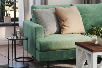 Menard Compact 3-sits Högervänd L-formad Divansoffa i Sammet - Mörkgrön - Möbler - Vardagsrum - Soffor - Divansoffa & schäslong