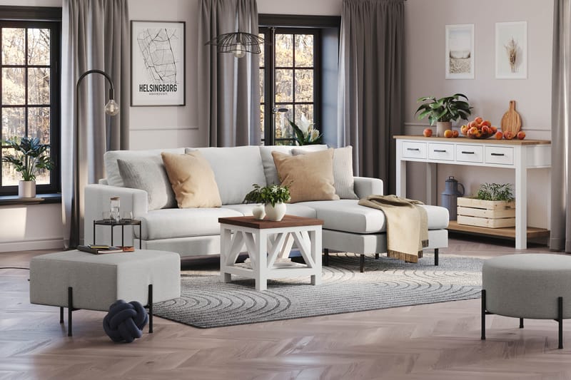 Menard Compact 3-sits Högervänd L-formad Divansoffa i Tyg - Ljusgrå - Möbler - Vardagsrum - Soffor - Divansoffa & schäslong