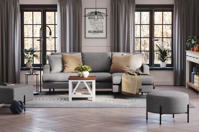 Menard Compact 3-sits Högervänd L-formad Divansoffa i Tyg - Mörkgrå - Möbler - Vardagsrum - Soffor - Divansoffa & schäslong