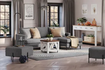 Menard Compact 3-sits Högervänd L-formad Divansoffa i Tyg - Mörkgrå - Möbler - Vardagsrum - Soffor - Divansoffa & schäslong