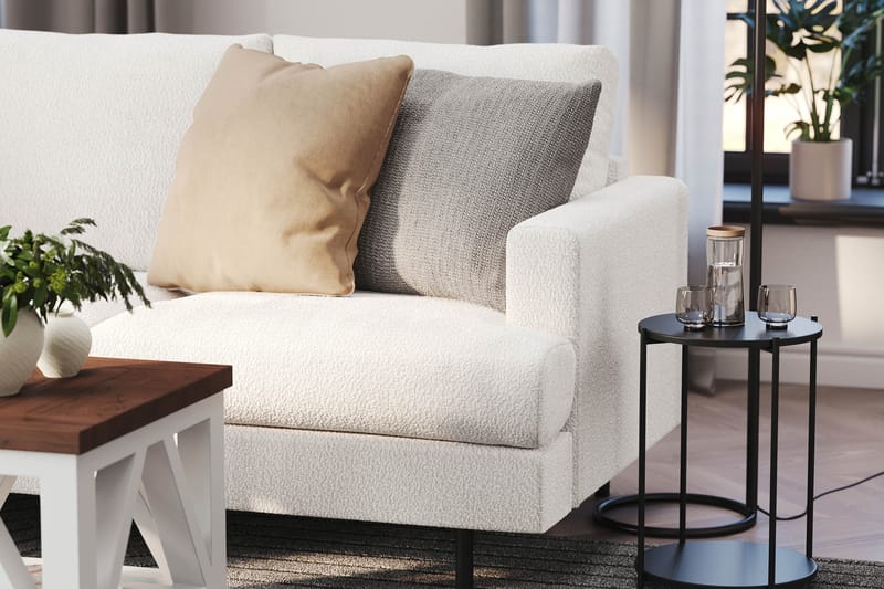 Menard Compact 3-sits Vänstervänd L-formad Divansoffa i Bouclé - Vit - Möbler - Vardagsrum - Soffor - Divansoffa & schäslong