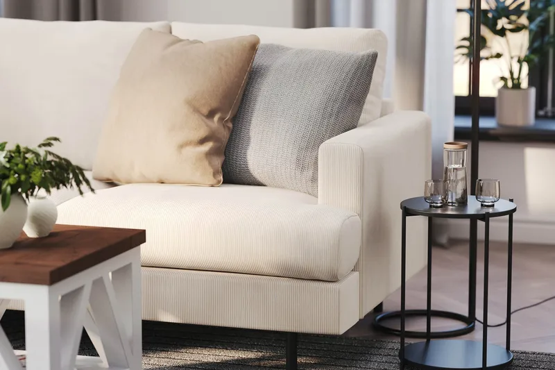 Menard Compact 3-sits Vänstervänd L-formad Divansoffa i Manchester - Beige - Möbler - Vardagsrum - Soffor - Divansoffa & schäslong