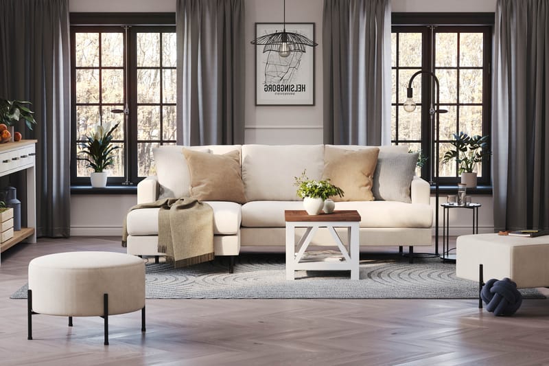 Menard Compact 3-sits Vänstervänd L-formad Divansoffa i Manchester - Beige - Möbler - Vardagsrum - Soffor - Divansoffa & schäslong