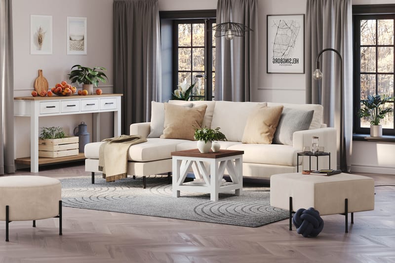 Menard Compact 3-sits Vänstervänd L-formad Divansoffa i Manchester - Beige - Möbler - Vardagsrum - Soffor - Divansoffa & schäslong