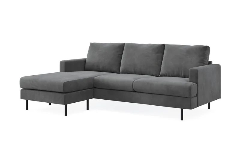 Menard Compact 3-sits Vänstervänd L-formad Divansoffa i Manchester - Grå - Möbler - Vardagsrum - Soffor - Divansoffa & schäslong