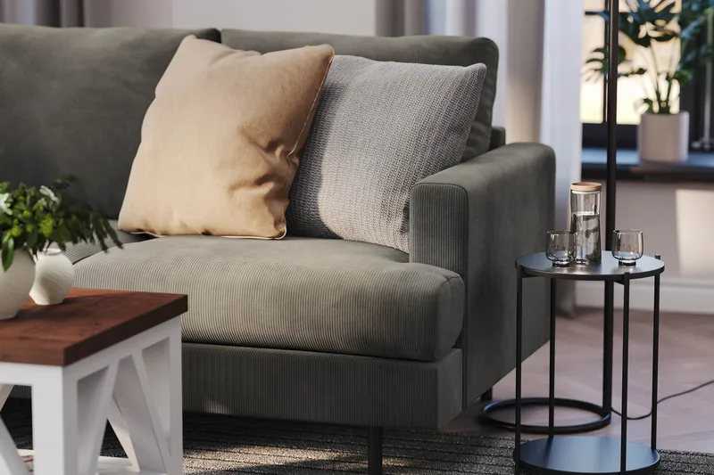 Menard Compact 3-sits Vänstervänd L-formad Divansoffa i Manchester - Grå - Möbler - Vardagsrum - Soffor - Divansoffa & schäslong