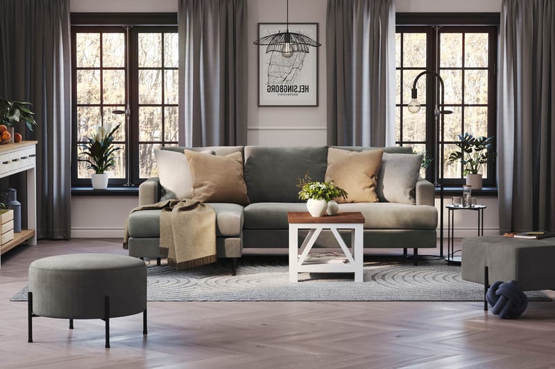 Menard Compact 3-sits Vänstervänd L-formad Divansoffa i Manchester - Grå - Möbler - Vardagsrum - Soffor - Divansoffa & schäslong