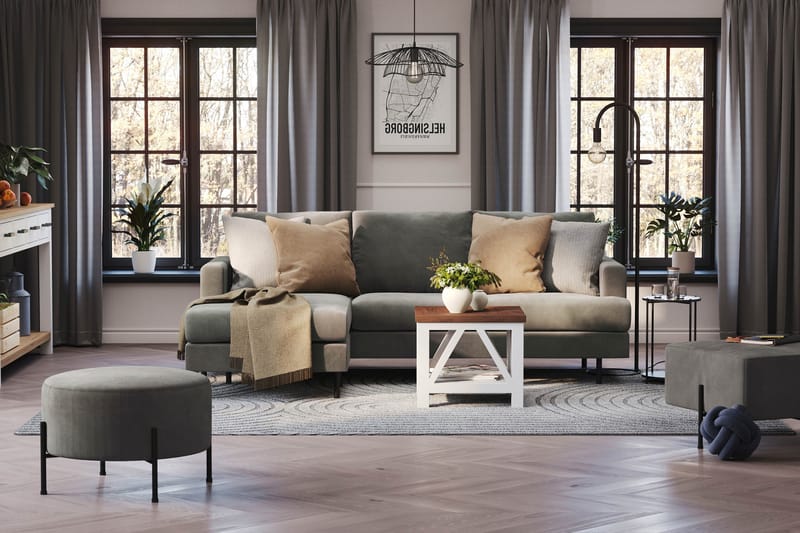 Menard Compact 3-sits Vänstervänd L-formad Divansoffa i Manchester - Grå - Möbler - Vardagsrum - Soffor - Divansoffa & schäslong