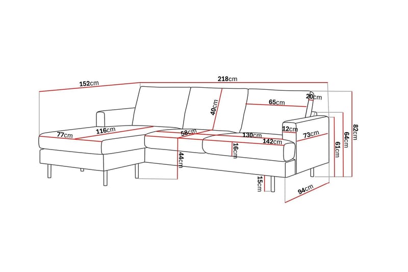Menard Compact 3-sits Vänstervänd L-formad Divansoffa i Manchester - Mörkgrå - Möbler - Vardagsrum - Soffor - Divansoffa & schäslong