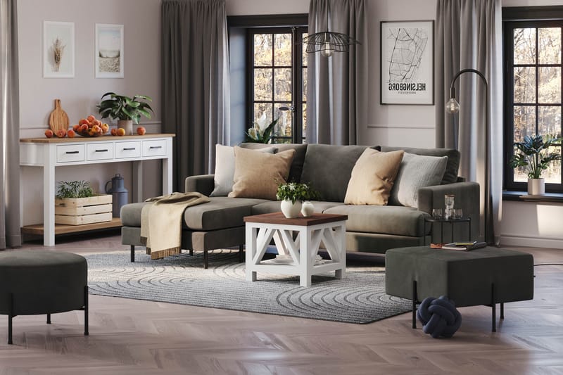 Menard Compact 3-sits Vänstervänd L-formad Divansoffa i Manchester - Mörkgrå - Möbler - Vardagsrum - Soffor - Divansoffa & schäslong