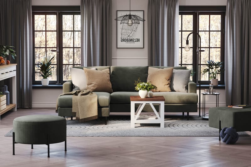 Menard Compact 3-sits Vänstervänd L-formad Divansoffa i Manchester - Mörkgrön - Möbler - Vardagsrum - Soffor - Divansoffa & schäslong