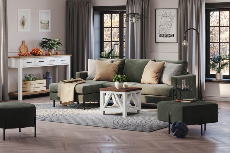 Menard Compact 3-sits Vänstervänd L-formad Divansoffa i Manchester - Mörkgrön - Möbler - Vardagsrum - Soffor - Divansoffa & schäslong