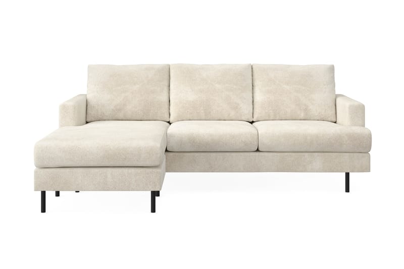Menard Compact 3-sits Vänstervänd L-formad Divansoffa i Sammet - Krämvit - Möbler - Vardagsrum - Soffor - Divansoffa & schäslong
