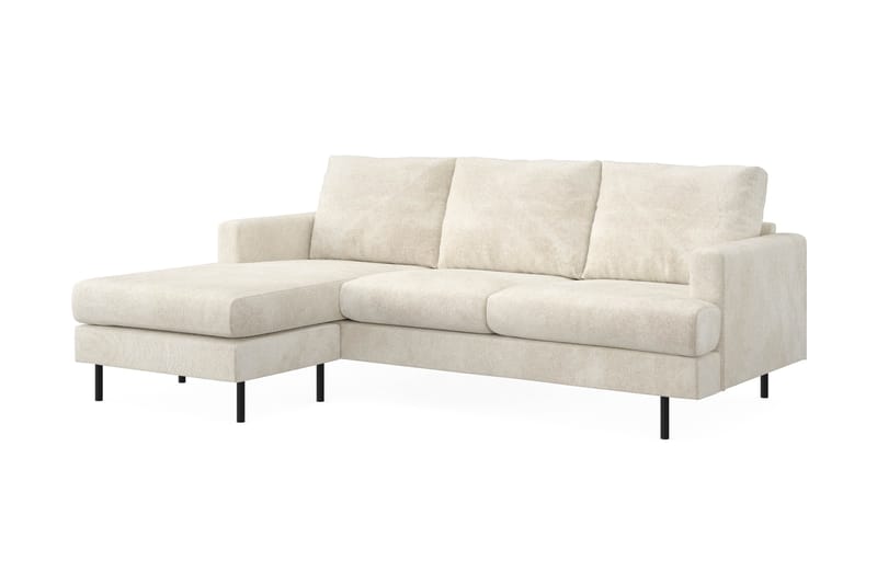 Menard Compact 3-sits Vänstervänd L-formad Divansoffa i Sammet - Krämvit - Möbler - Vardagsrum - Soffor - Divansoffa & schäslong
