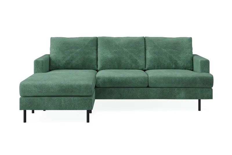 Menard Compact 3-sits Vänstervänd L-formad Divansoffa i Sammet - Mörkgrön - Möbler - Vardagsrum - Soffor - Divansoffa & schäslong