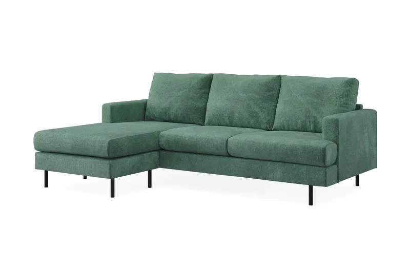 Menard Compact 3-sits Vänstervänd L-formad Divansoffa i Sammet - Mörkgrön - Möbler - Vardagsrum - Soffor - Divansoffa & schäslong