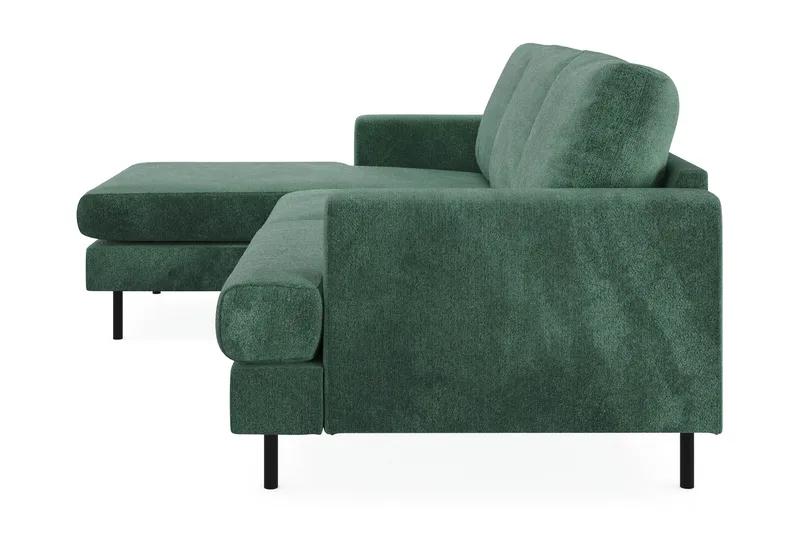 Menard Compact 3-sits Vänstervänd L-formad Divansoffa i Sammet - Mörkgrön - Möbler - Vardagsrum - Soffor - Divansoffa & schäslong