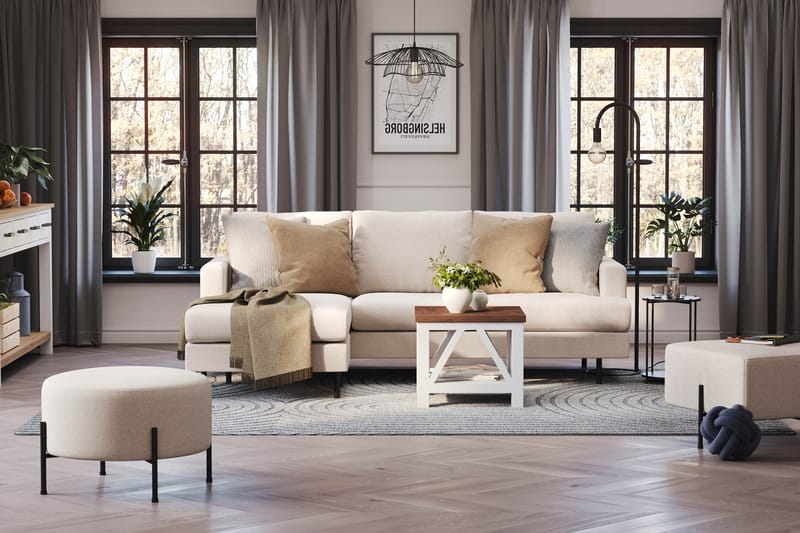 Menard Compact 3-sits Vänstervänd L-formad Divansoffa i Tyg - Beige - Möbler - Vardagsrum - Soffor - Divansoffa & schäslong