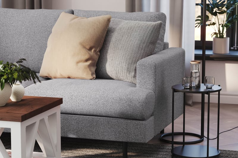Menard Compact 3-sits Vänstervänd L-formad Divansoffa i Tyg - Grå - Möbler - Vardagsrum - Soffor - Divansoffa & schäslong