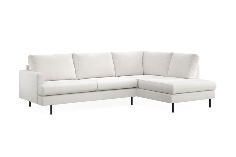 Menard Compact 4-sits Högervänd L-formad Schäslongsoffa i Bouclé - Vit - Möbler - Vardagsrum - Soffor - Divansoffa & schäslong