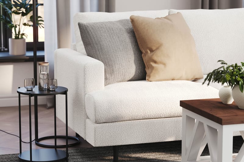 Menard Compact 4-sits Högervänd L-formad Schäslongsoffa i Bouclé - Vit - Möbler - Vardagsrum - Soffor - Divansoffa & schäslong