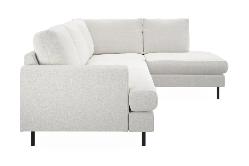 Menard Compact 4-sits Högervänd L-formad Schäslongsoffa i Bouclé - Vit - Möbler - Vardagsrum - Soffor - Divansoffa & schäslong