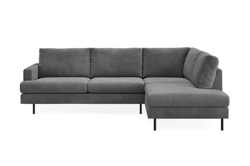 Menard Compact 4-sits Högervänd L-formad Schäslongsoffa i Manchester - Grå - Möbler - Vardagsrum - Soffor - Divansoffa & schäslong