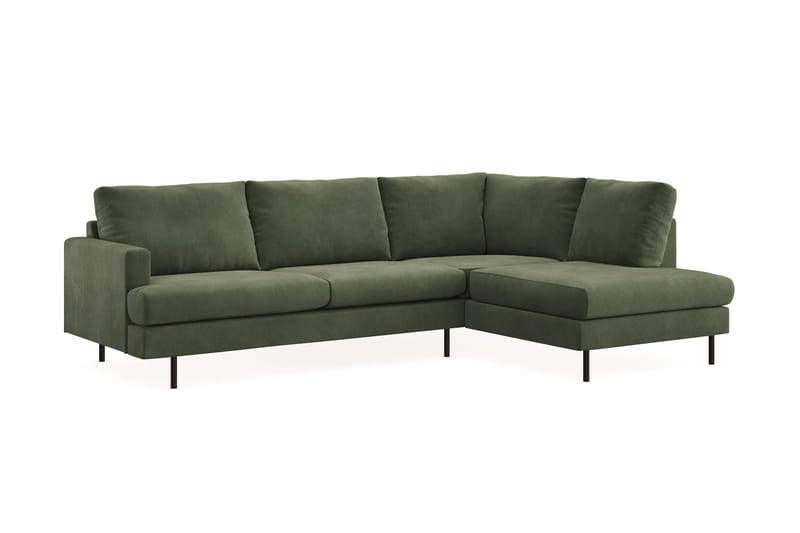 Menard Compact 4-sits Högervänd L-formad Schäslongsoffa i Manchester - Grön - Möbler - Vardagsrum - Soffor - Divansoffa & schäslong