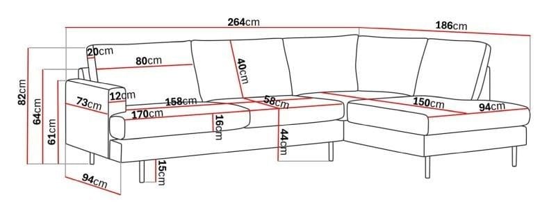Menard Compact 4-sits Högervänd L-formad Schäslongsoffa i Manchester - Grön - Möbler - Vardagsrum - Soffor - Divansoffa & schäslong