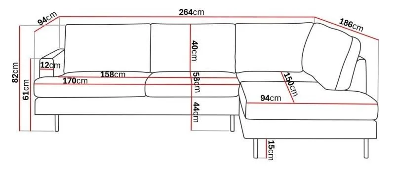 Menard Compact 4-sits Högervänd L-formad Schäslongsoffa i Manchester - Grön - Möbler - Vardagsrum - Soffor - Divansoffa & schäslong