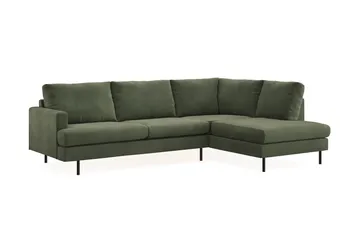Menard Compact 4-sits Högervänd L-formad Schäslongsoffa i Manchester - Grön - Möbler - Vardagsrum - Soffor - Divansoffa & schäslong