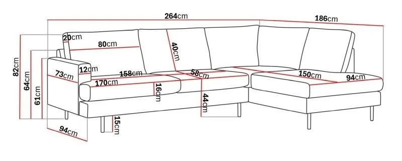 Menard Compact 4-sits Högervänd L-formad Schäslongsoffa i Manchester - Mörkgrå - Möbler - Vardagsrum - Soffor - Divansoffa & schäslong
