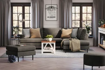 Menard Compact 4-sits Högervänd L-formad Schäslongsoffa i Manchester - Mörkgrå - Möbler - Vardagsrum - Soffor - Divansoffa & schäslong