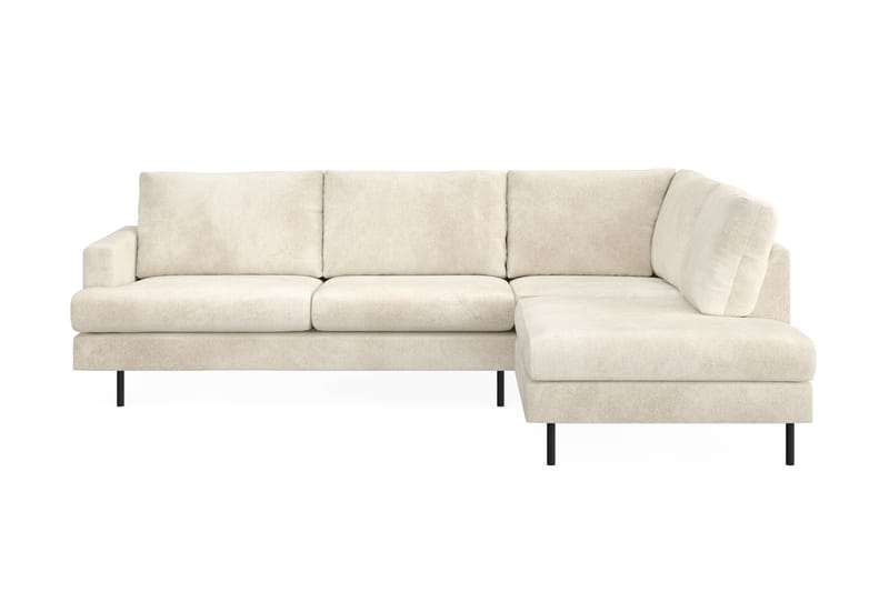 Menard Compact 4-sits Högervänd L-formad Schäslongsoffa i Sammet - Krämvit - Möbler - Vardagsrum - Soffor - Divansoffa & schäslong