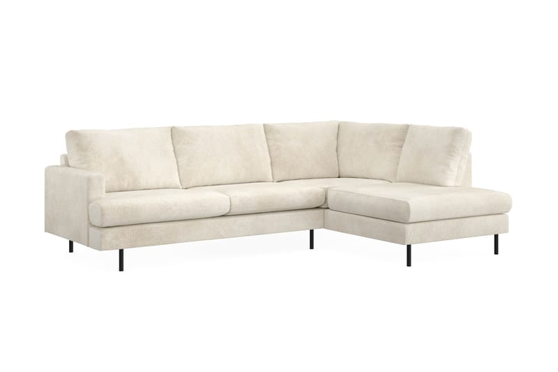 Menard Compact 4-sits Högervänd L-formad Schäslongsoffa i Sammet - Krämvit - Möbler - Vardagsrum - Soffor - Divansoffa & schäslong