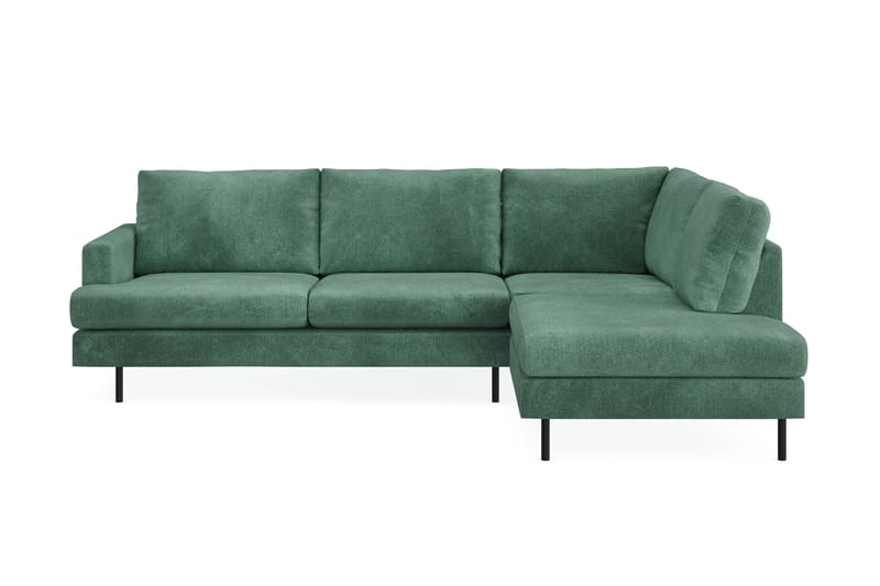 Menard Compact 4-sits Högervänd L-formad Schäslongsoffa i Sammet - Mörkgrön - Möbler - Vardagsrum - Soffor - Divansoffa & schäslong