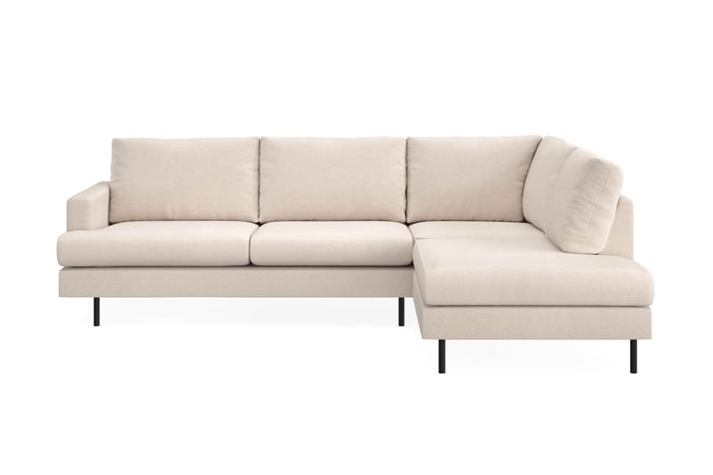 Menard Compact 4-sits Högervänd L-formad Schäslongsoffa i Tyg - Beige - Möbler - Vardagsrum - Soffor - Divansoffa & schäslong