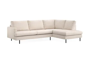 Menard Compact 4-sits Högervänd L-formad Schäslongsoffa i Tyg - Beige - Möbler - Vardagsrum - Soffor - Divansoffa & schäslong