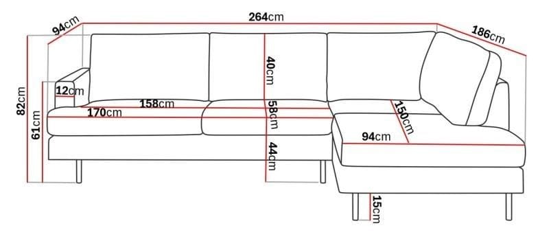 Menard Compact 4-sits Högervänd L-formad Schäslongsoffa i Tyg - Mörkgrå - Möbler - Vardagsrum - Soffor - Divansoffa & schäslong