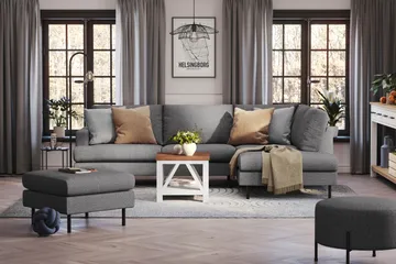 Menard Compact 4-sits Högervänd L-formad Schäslongsoffa i Tyg - Mörkgrå - Möbler - Vardagsrum - Soffor - Divansoffa & schäslong