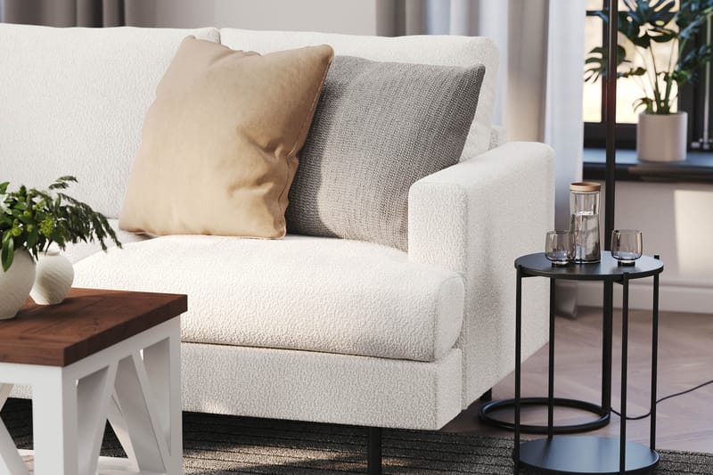 Menard Compact 4-sits Vänstervänd L-formad Schäslongsoffa i Bouclé - Vit - Möbler - Vardagsrum - Soffor - Divansoffa & schäslong