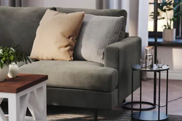 Menard Compact 4-sits Vänstervänd L-formad Schäslongsoffa i Manchester - Grå - Möbler - Vardagsrum - Soffor - Divansoffa & schäslong