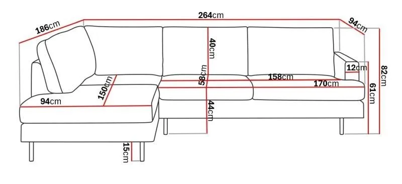 Menard Compact 4-sits Vänstervänd L-formad Schäslongsoffa i Manchester - Grå - Möbler - Vardagsrum - Soffor - Divansoffa & schäslong